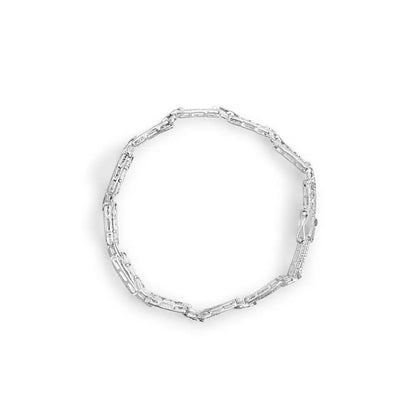 Elegant 14k White Gold Tennis Bracelet with Diamond Open Paperclip Links