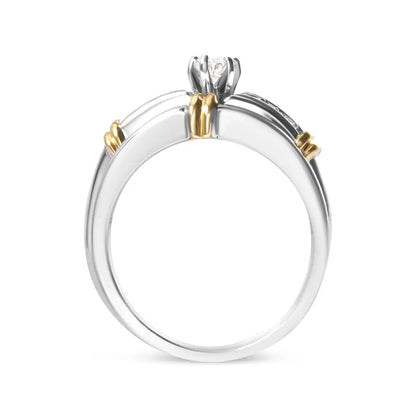 Elegant 14k Yellow and White Gold Cttw Marquise Diamond Cocktail Ring Set