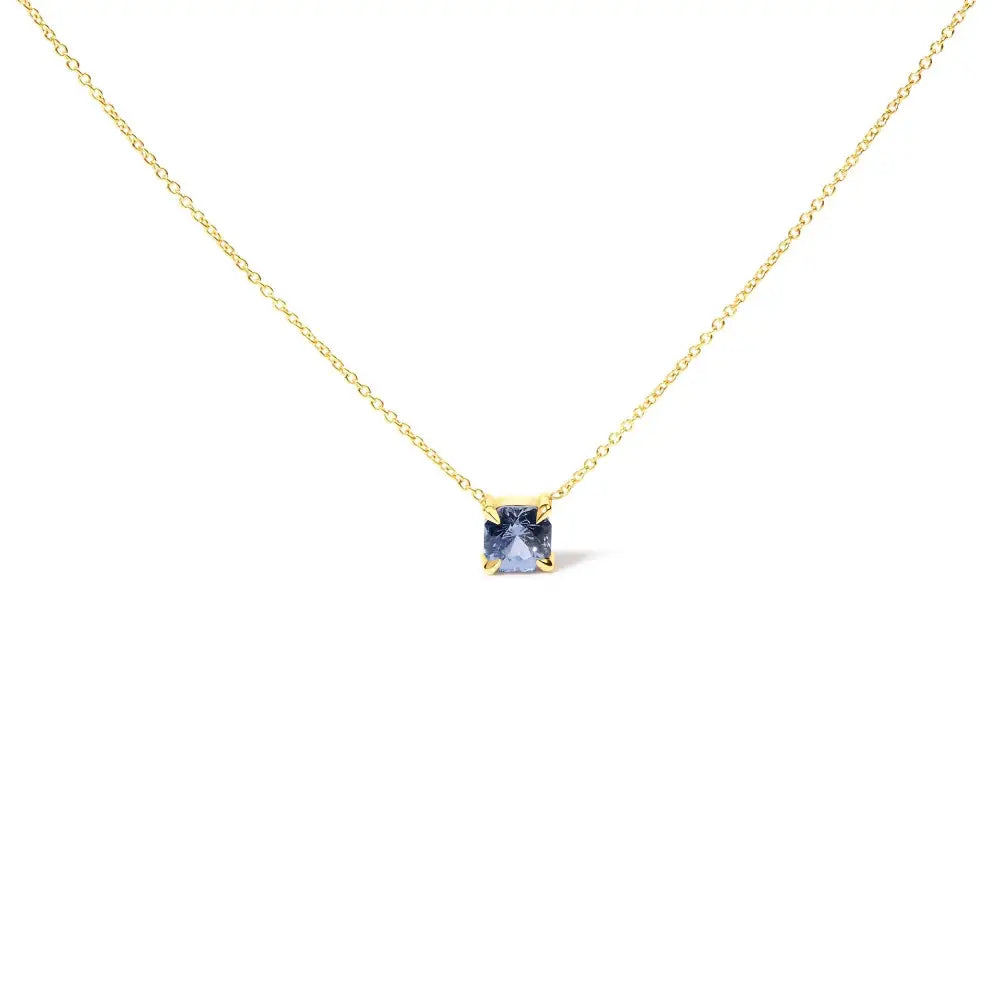 Elegant 14k Yellow Gold Blue Sapphire Solitaire Pendant Necklace