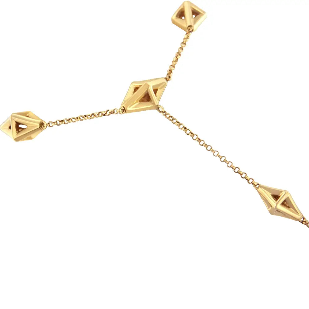 Elegant 14k Yellow Gold Bracelet Hand Chain with Cttw Diamond Ring