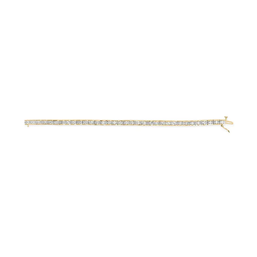 Elegant 14k Yellow Gold Channel Set Diamond Tennis Bracelet with 4.00 Cttw