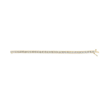 Elegant 14k Yellow Gold Channel Set Diamond Tennis Bracelet with 4.00 Cttw