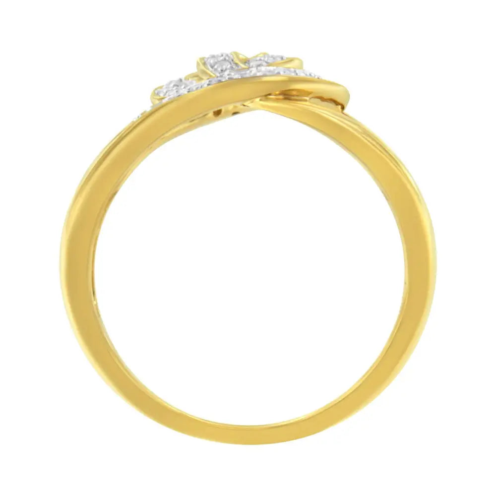 Elegant 14k Yellow Gold Cttw Diamond Interlocking Loop Bypass Ring