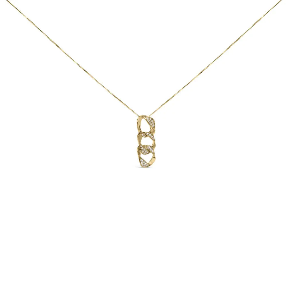 Elegant 14k Yellow Gold Cttw Diamond Interlocking Pendant Necklace