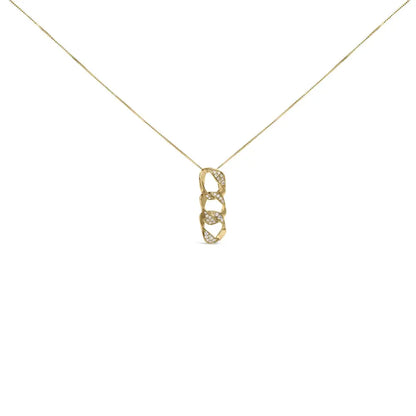 Elegant 14k Yellow Gold Cttw Diamond Interlocking Pendant Necklace