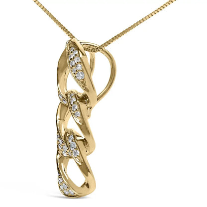 Elegant 14k Yellow Gold Cttw Diamond Interlocking Pendant Necklace