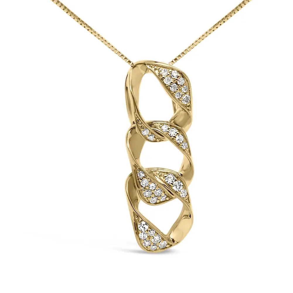 Elegant 14k Yellow Gold Cttw Diamond Interlocking Pendant Necklace