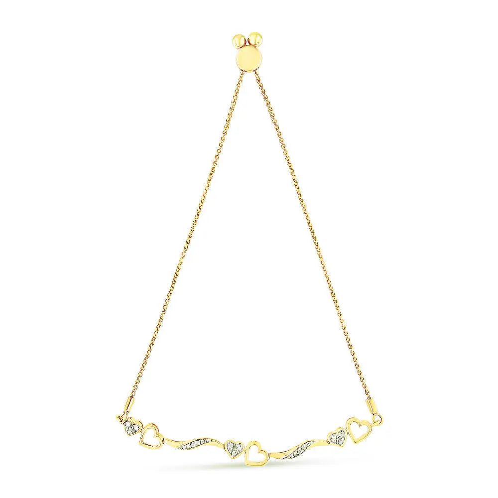 Elegant 14k Yellow Gold Cttw Diamond Wave Bolo Bracelet - Yellow