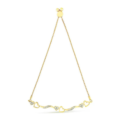 Elegant 14k Yellow Gold Cttw Diamond Wave Bolo Bracelet - Yellow