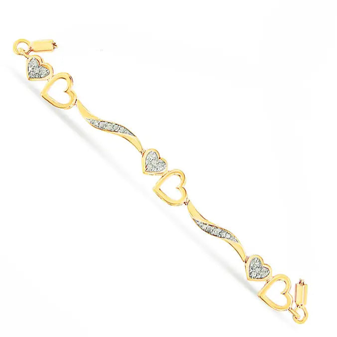 Elegant 14k Yellow Gold Cttw Diamond Wave Bolo Bracelet - Yellow