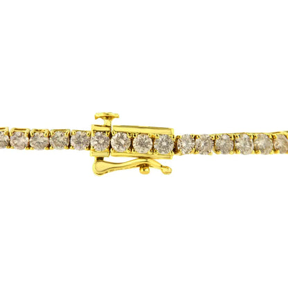 Elegant 14k Yellow Gold Diamond Classic Tennis Bracelet with 4-prong Set