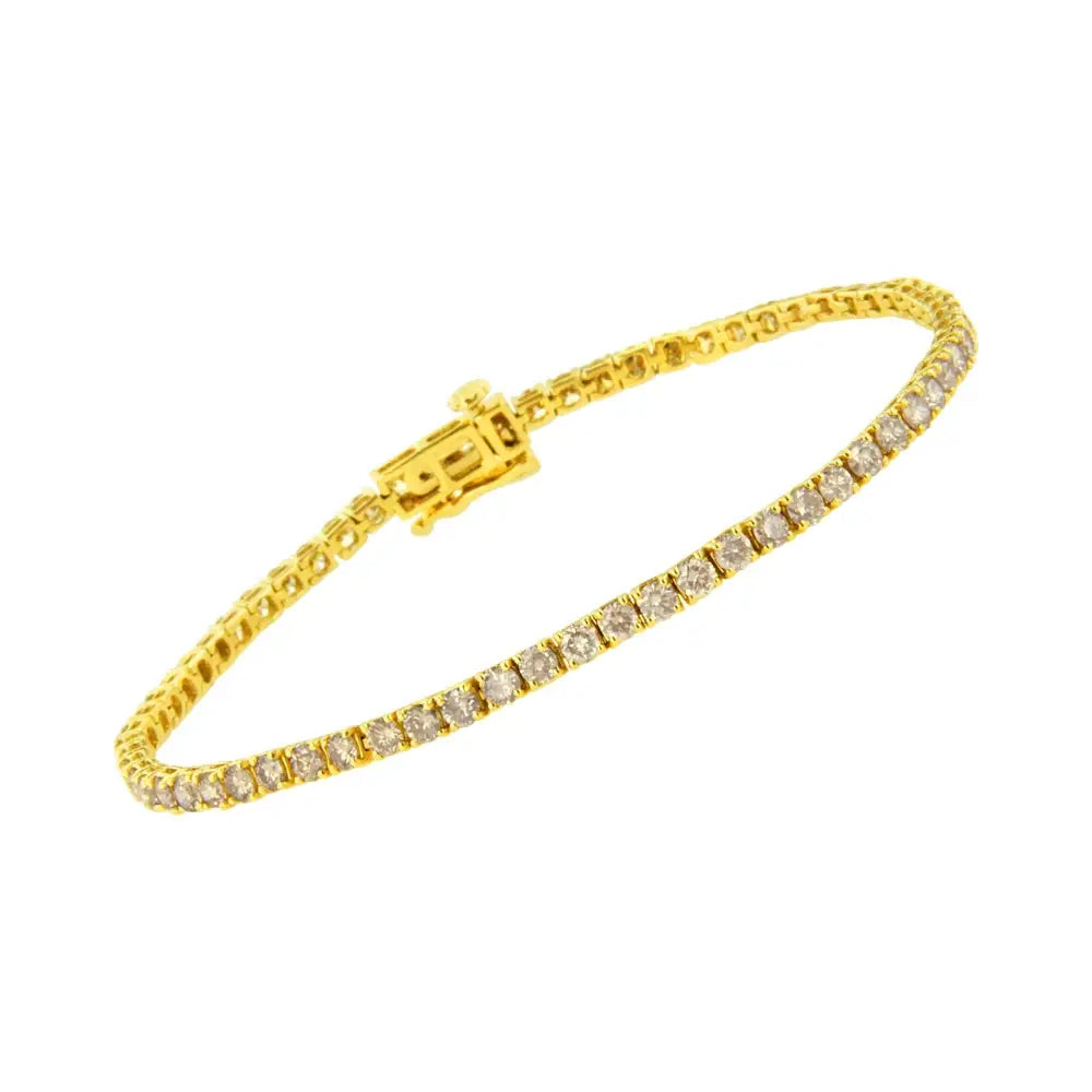 Elegant 14k Yellow Gold Diamond Classic Tennis Bracelet with 4-prong Set