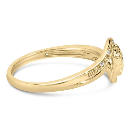 Elegant 14k Yellow Gold Heart Promise Ring with Diamond Accent Filigree