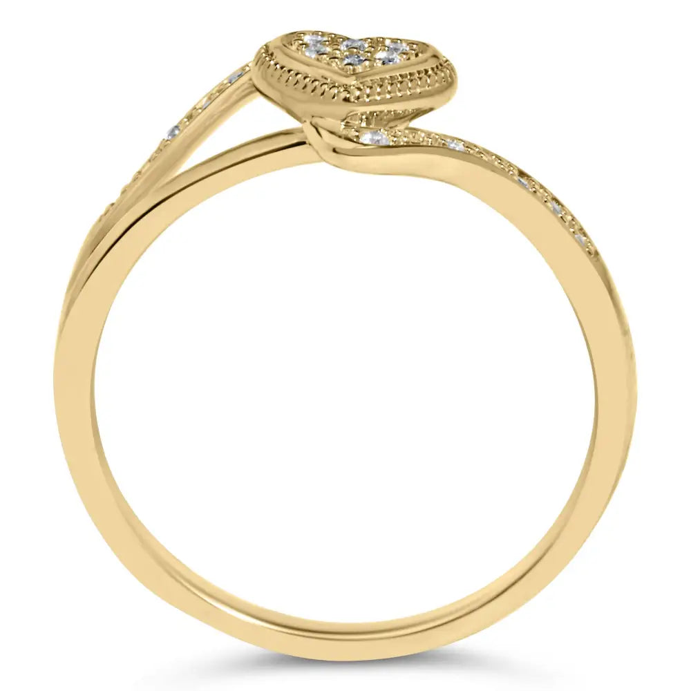 Elegant 14k Yellow Gold Heart Promise Ring with Diamond Accent Filigree