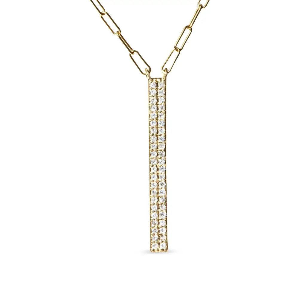 Elegant 14k Yellow Gold Paper Clip Link Cttw Two-strand Marquise Necklace