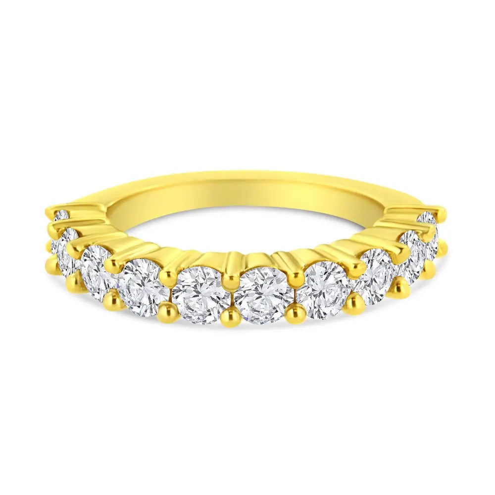 Elegant 14k Yellow Gold Plated Anniversary Band Ring with 2.0 Cttw Diamonds