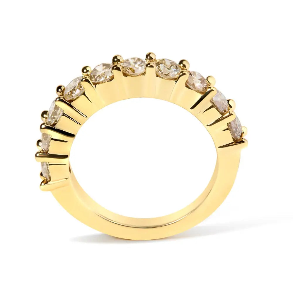 Elegant 14k Yellow Gold Plated Anniversary Band Ring with 2.0 Cttw Diamonds