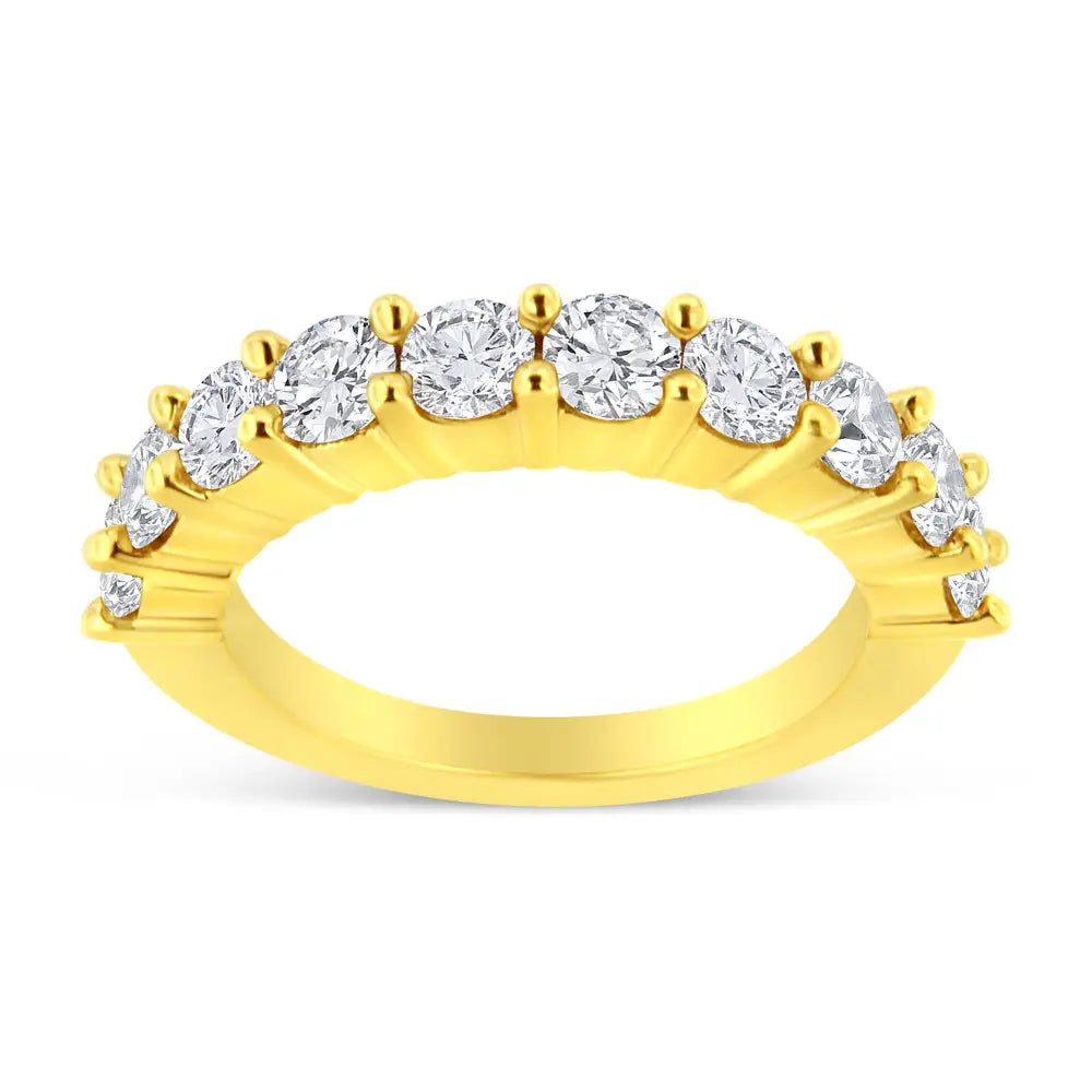 Elegant 14k Yellow Gold Plated Anniversary Band Ring with 2.0 Cttw Diamonds