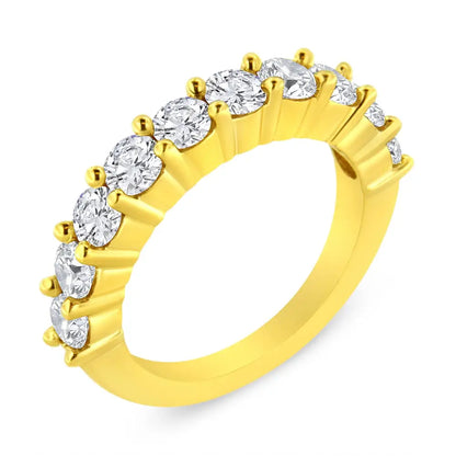 Elegant 14k Yellow Gold Plated Anniversary Band Ring with 2.0 Cttw Diamonds