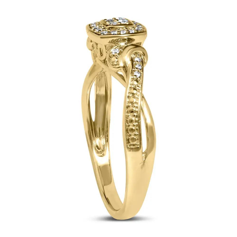 Elegant 14k Yellow Gold Plated Composite Halo Engagement Ring