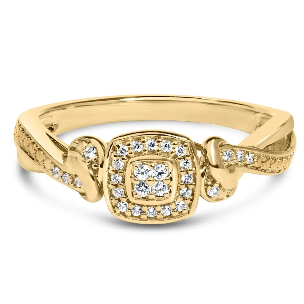 Elegant 14k Yellow Gold Plated Composite Halo Engagement Ring