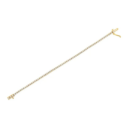 Elegant 14k Yellow Gold Plated Cttw Diamond Tennis Bracelet