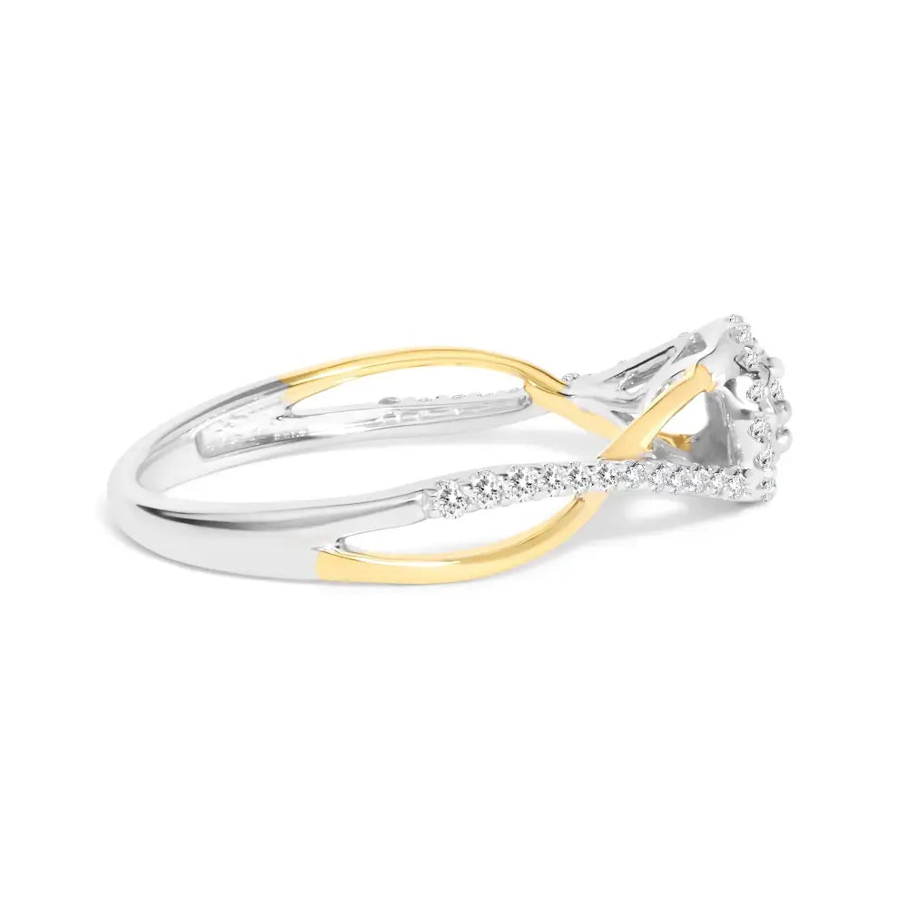 Elegant 14k Yellow Gold Promise Ring with Cttw Diamond Bypass Design