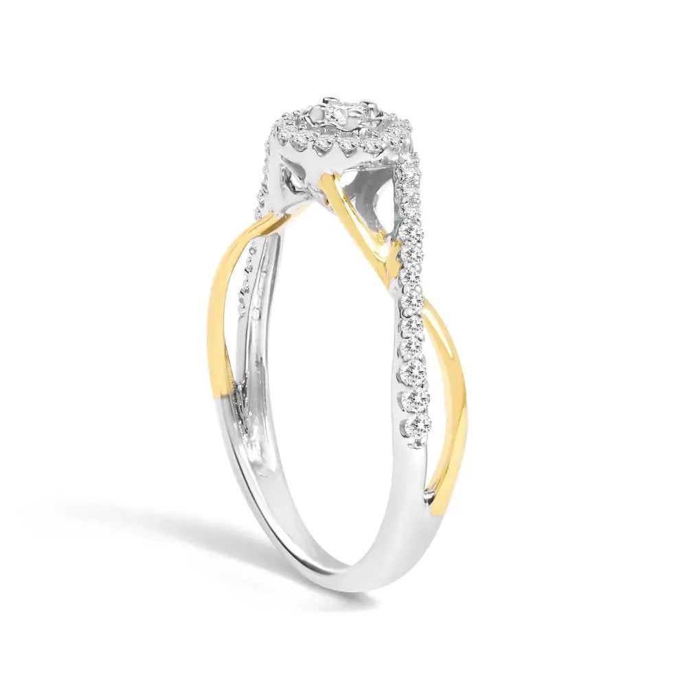 Elegant 14k Yellow Gold Promise Ring with Cttw Diamond Bypass Design