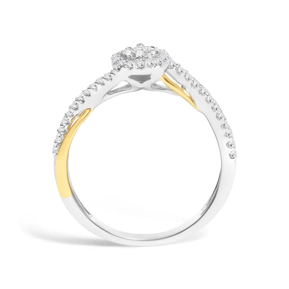 Elegant 14k Yellow Gold Promise Ring with Cttw Diamond Bypass Design