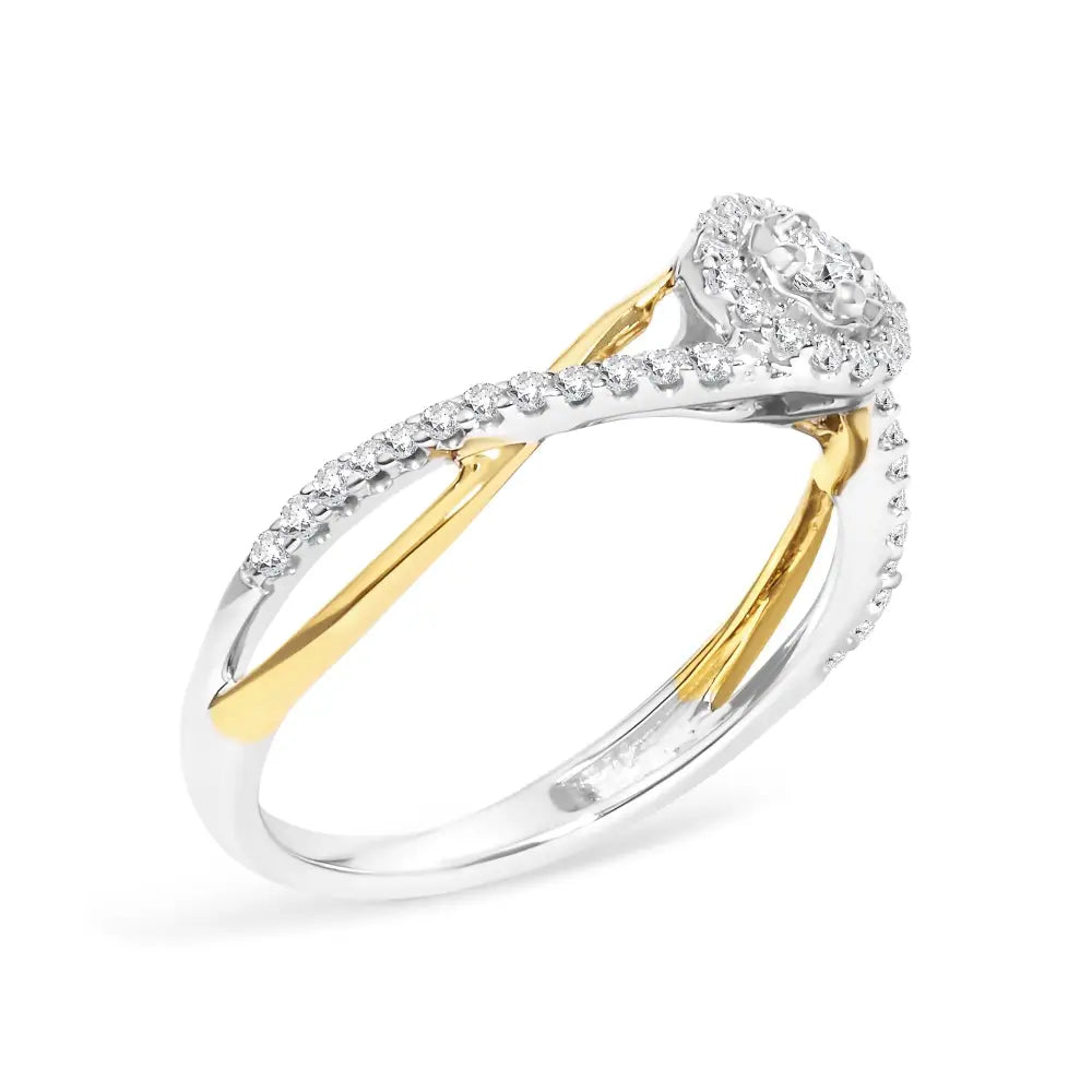 Elegant 14k Yellow Gold Promise Ring with Cttw Diamond Bypass Design