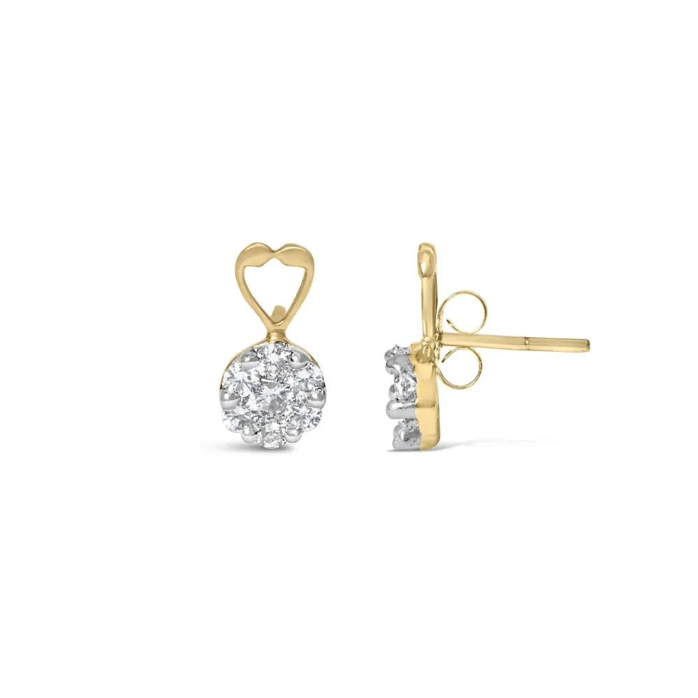 Elegant 14k Yellow Gold Round-cut Diamond Earrings with Stunning Clarity