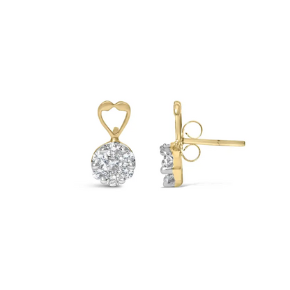 Elegant 14k Yellow Gold Round-cut Diamond Earrings with Stunning Clarity