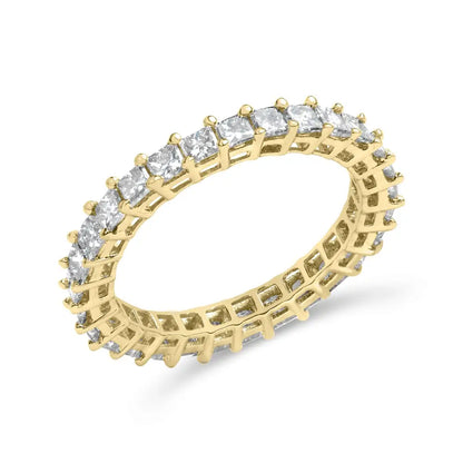 Elegant 14k Yellow Gold Shared Prong Set Princess Cut Diamond Eternity Band