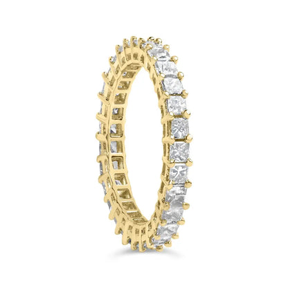 Elegant 14k Yellow Gold Shared Prong Set Princess Cut Diamond Eternity Band