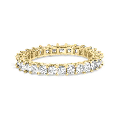 Elegant 14k Yellow Gold Shared Prong Set Princess Cut Diamond Eternity Band