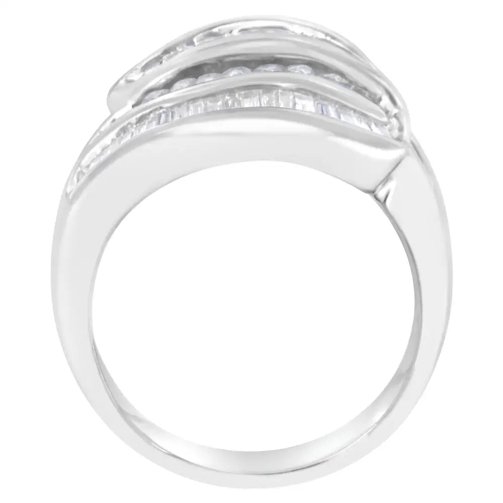 Elegant 14kt White Gold Diamond Bypass Band Ring with 1 Cttw Diamonds - 7