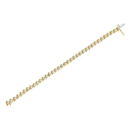 Elegant 14kt Yellow Gold Plated Diamond Link Bracelet for Timeless Charm