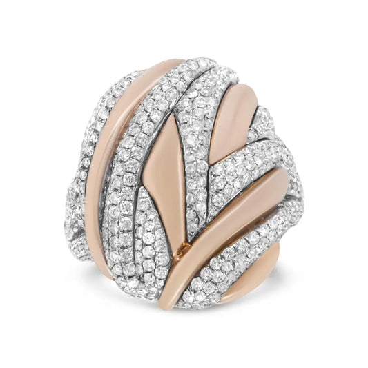 Elegant 18k Rose and White Gold Textured Dome Cocktail Ring