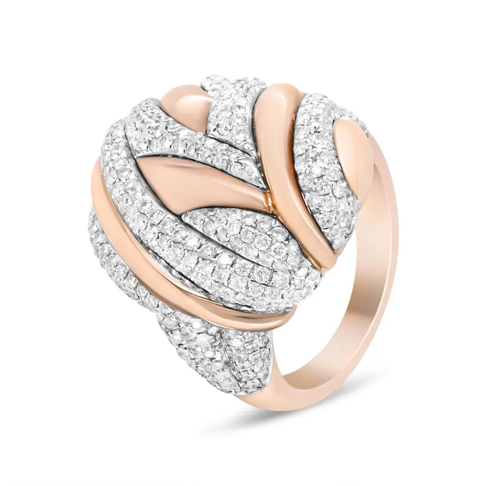 Elegant 18k Rose and White Gold Textured Dome Cocktail Ring