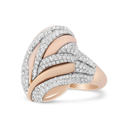 Elegant 18k Rose and White Gold Textured Dome Cocktail Ring