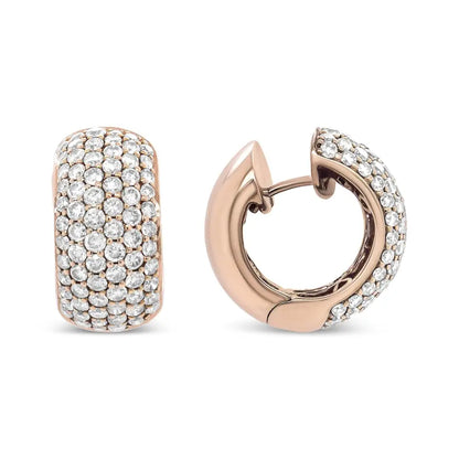 Elegant 18k Rose Gold Diamond Dome Hoop Earrings Brilliance Unleashed