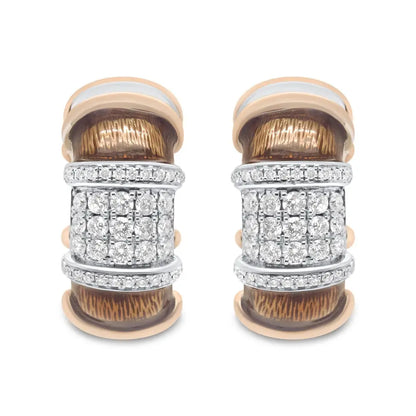 Elegant 18k Rose Gold Flash Plated Diamond Huggie Hoop Earrings