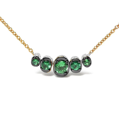 Elegant 18k Rose Gold Graduated Green Tsavorite Choker Necklace