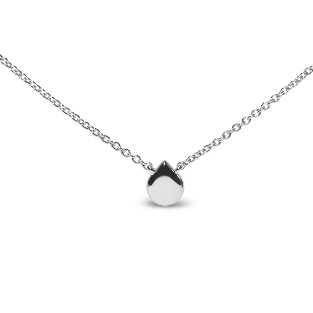 Elegant 18k White Gold Diamond Accent and Round Blue Sapphire Necklace