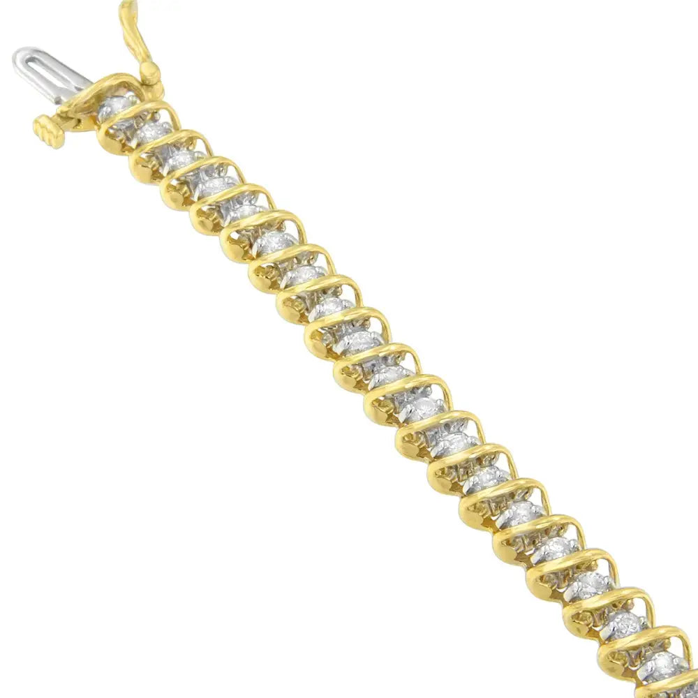 Elegant 18k Yellow Gold Round Cut Diamond Tennis Bracelet for Timeless Luxury