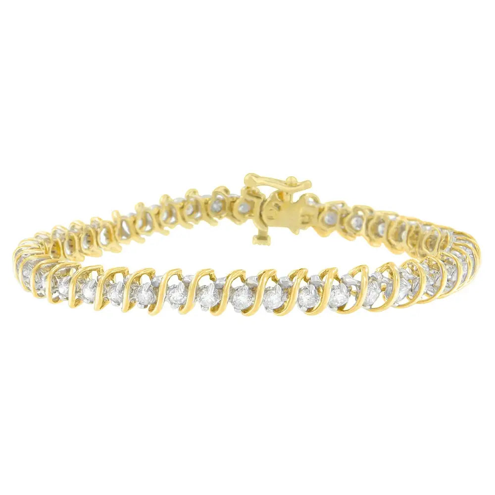 Elegant 18k Yellow Gold Round Cut Diamond Tennis Bracelet for Timeless Luxury