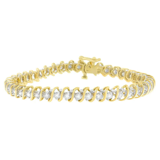 Elegant 18k Yellow Gold Round Cut Diamond Tennis Bracelet for Timeless Luxury