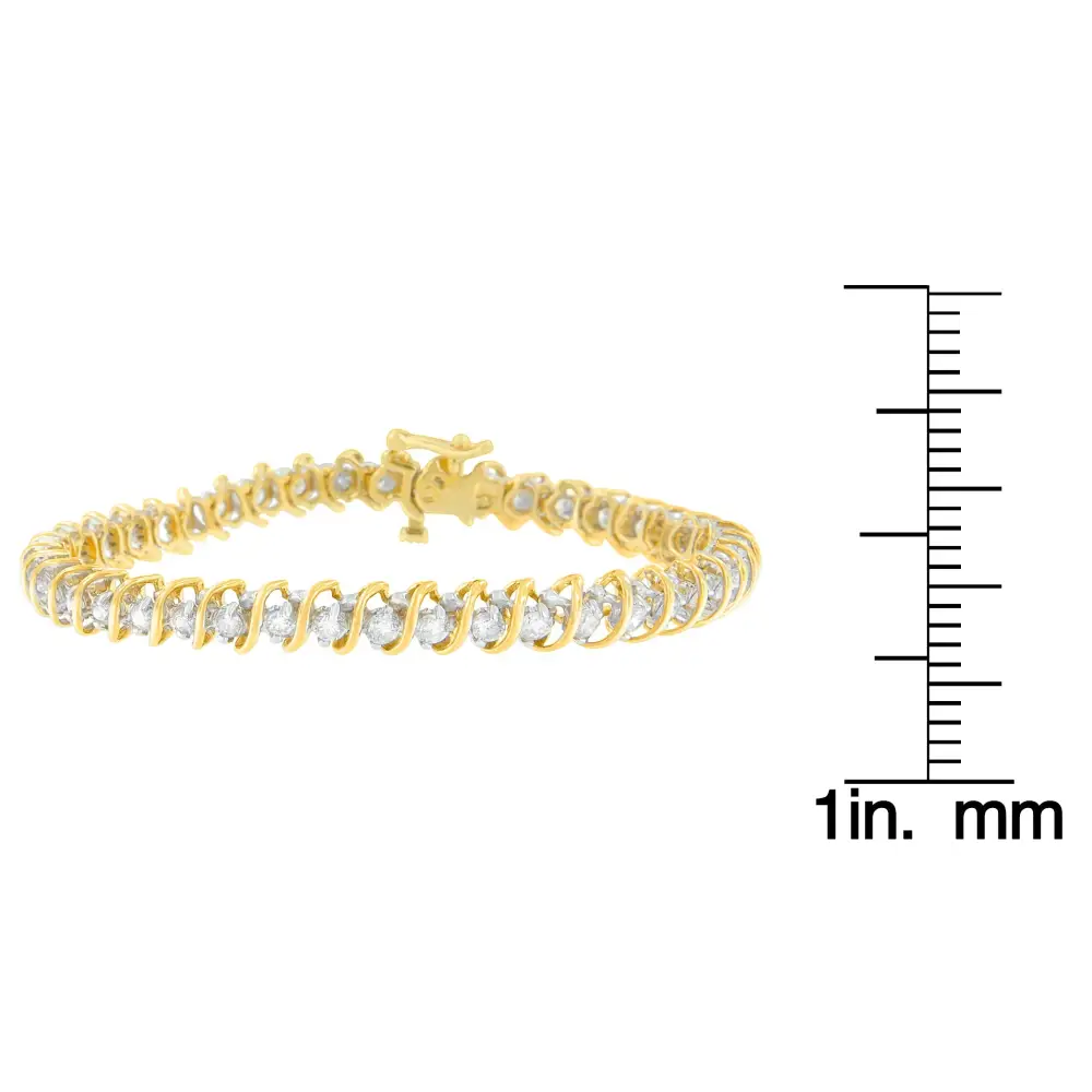 Elegant 18k Yellow Gold Round Cut Diamond Tennis Bracelet for Timeless Luxury