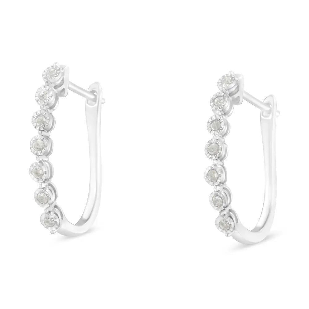 Elegant.925 Sterling Silver 1/2 Cttw Miracle-set Diamond Hoop Earrings