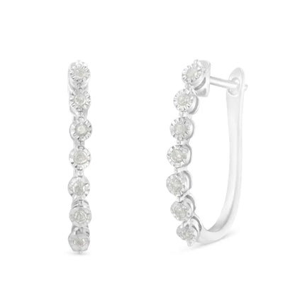 Elegant.925 Sterling Silver 1/2 Cttw Miracle-set Diamond Hoop Earrings